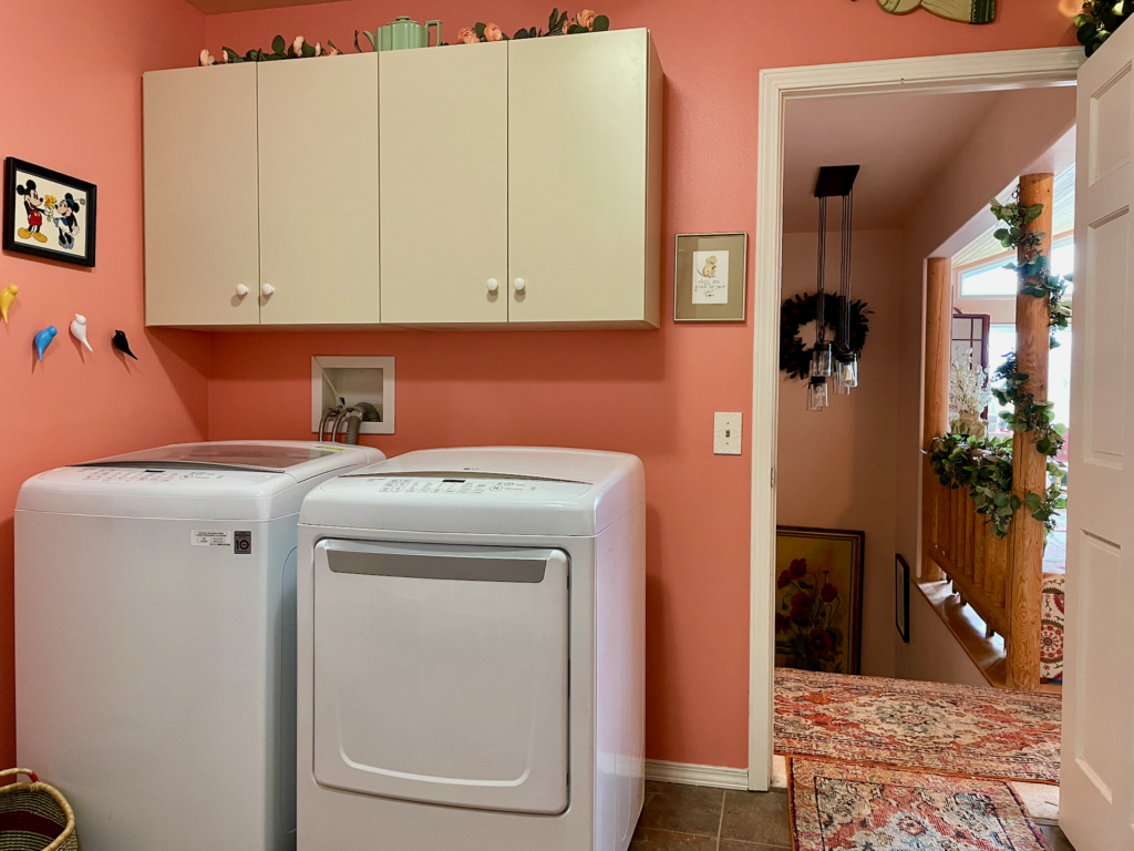 Plenty of cabinets and room for a washer and dryer.