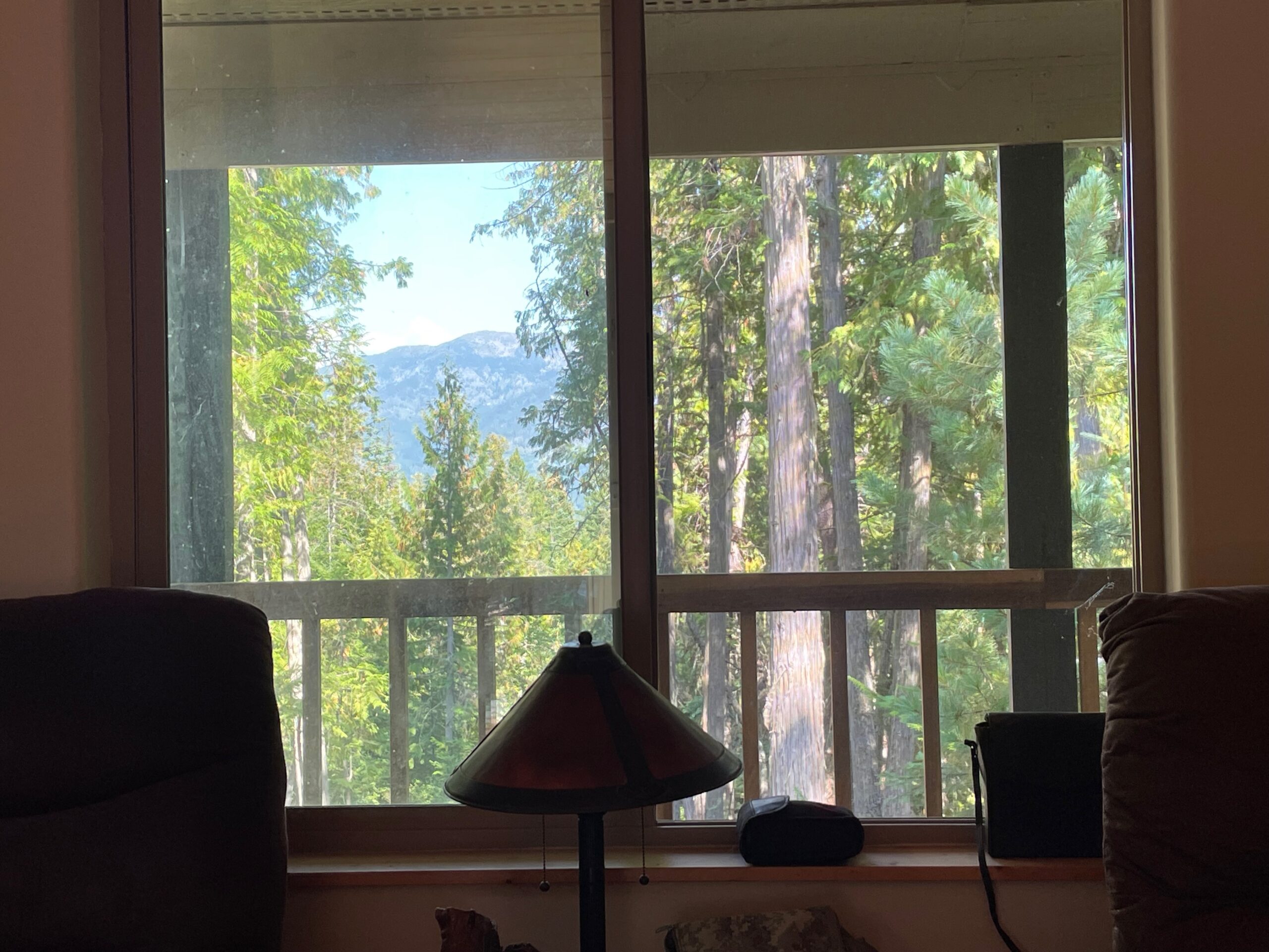 A view of the Swan Range peaks through the living room window.