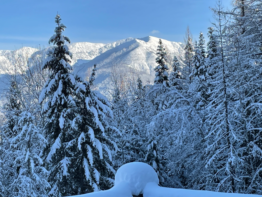 Close up of a Swan Range peak taken in winter from the master deck.